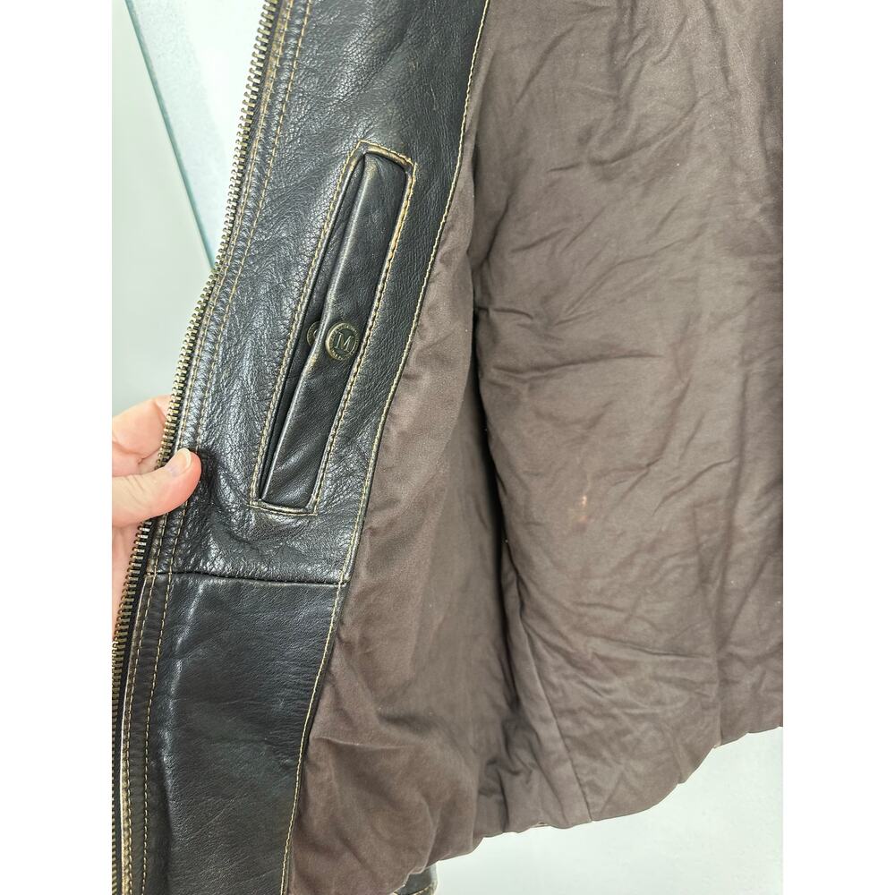 Marc New York by Andrew Marc Men's distressed leather moto jacket Large Vintage - Picture 9 of 10